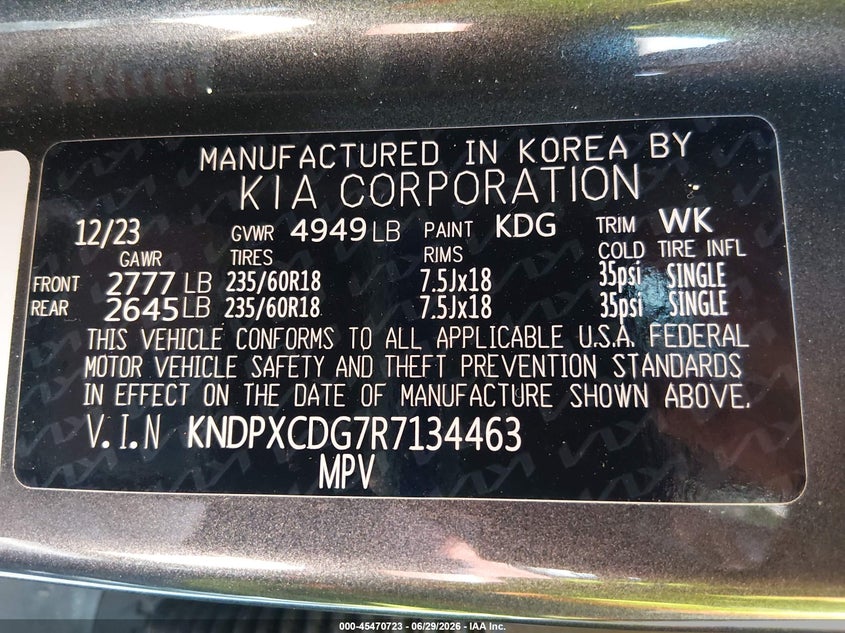 2024 Kia Sportage VIN KNDPXCDG7R7134463 IAAI salvage auction — SIDE, Salvage (Massachusetts), sold $13,100 on 2026-07-18 (photo 9)
