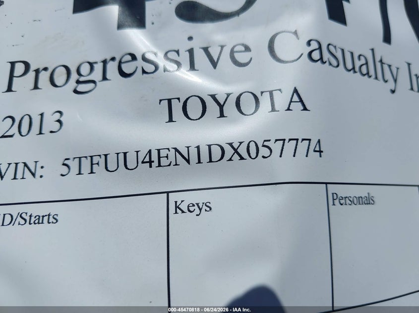 2013 Toyota Tacoma VIN 5TFUU4EN1DX057774 IAAI salvage auction — ALL OVER, Salvage Title, sold $1,750 on 2026-07-17 (photo 9)