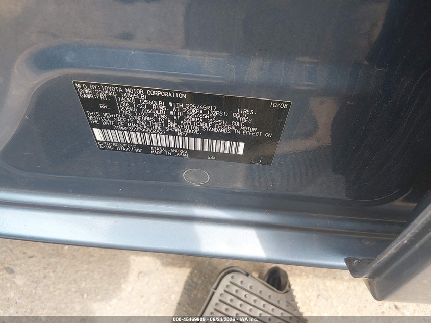 2009 Toyota Rav4 VIN JTMBF35V795004527 IAAI salvage auction — NORMAL WEAR, Clear (Colorado), sold $525 on 2026-07-07 (photo 9)