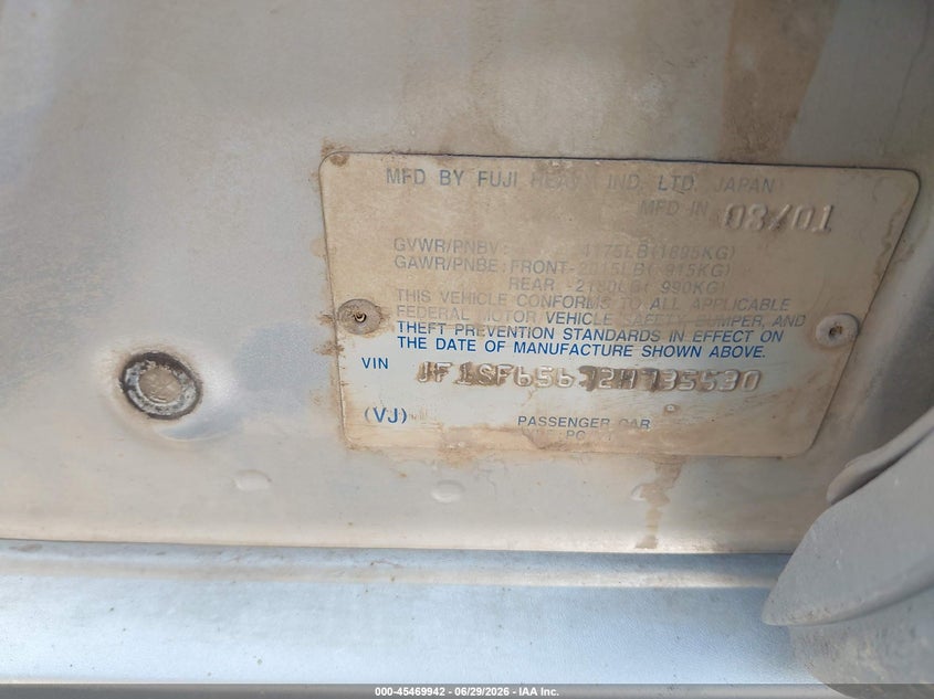2002 Subaru Forester VIN JF1SF65672H735530 IAAI salvage auction — NORMAL WEAR, Clear (Colorado), sold $75 on 2026-07-15 (photo 9)