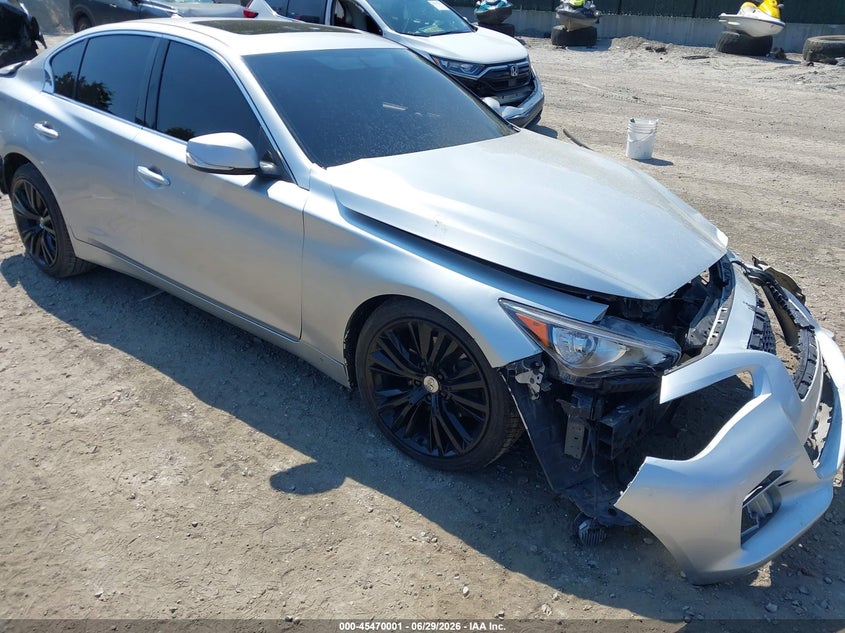 2015 Infiniti Q50 VIN JN1BV7ARXFM401236 IAAI salvage auction — FRONT & REAR, Mv-907A (New York), sold $425 on 2026-07-21 (photo 1)
