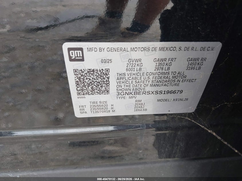 2025 Chevrolet Blazer VIN 3GNKBERSXSS196679 IAAI salvage auction — FRONT END, Wait Title, sold $12,300 on 2026-08-18 (photo 9)