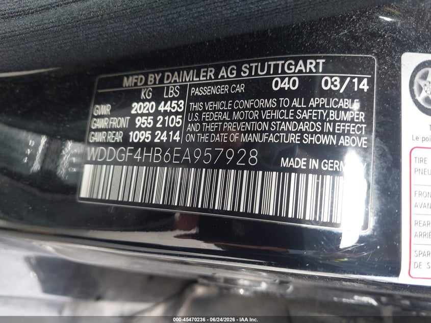2014 Mercedes-benz C-klasse VIN WDDGF4HB6EA957928 IAAI salvage auction — FRONT END, Salvage (California), sold $1,550 on 2026-07-24 (photo 9)