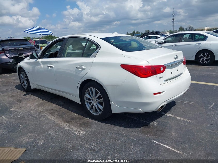 2014 Infiniti Q50 VIN JN1BV7AR8EM687408 IAAI salvage auction — RIGHT FRONT, Rebuildable (Florida), sold $2,350 on 2026-07-23 (photo 3)