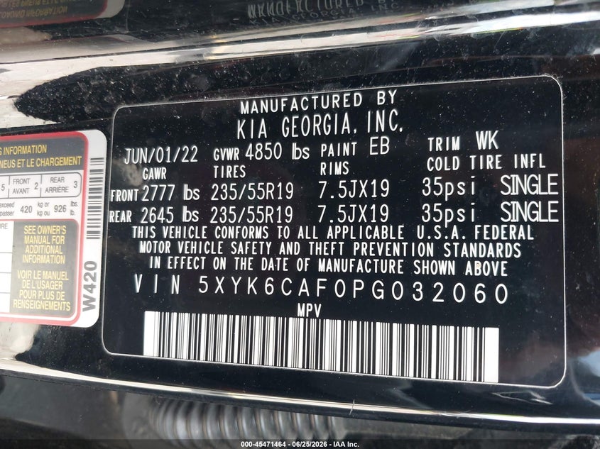 2023 Kia Sportage VIN 5XYK6CAF0PG032060 IAAI salvage auction — LEFT FRONT, Salvage (Connecticut), sold $8,900 on 2026-07-26 (photo 9)