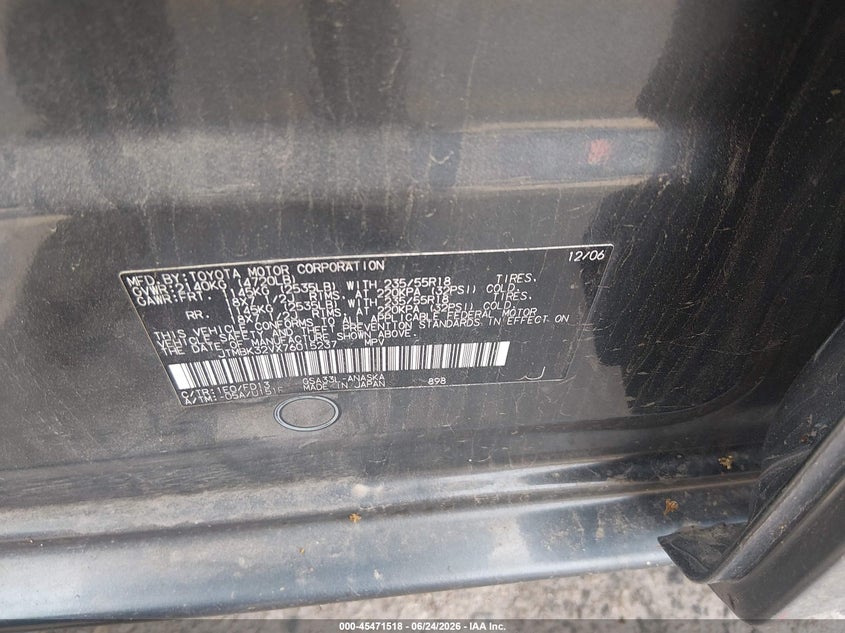 2007 Toyota Rav4 VIN JTMBK32VX76015237 IAAI salvage auction — NORMAL WEAR, Clear (Colorado), sold $725 on 2026-07-28 (photo 9)