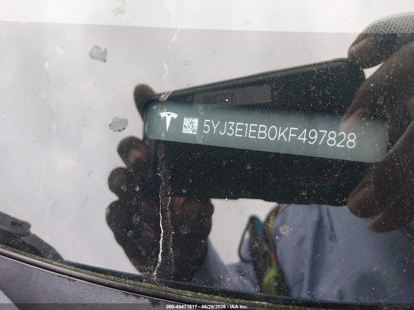 2019 Tesla Model 3 VIN 5YJ3E1EB0KF497828 IAAI salvage auction — RIGHT SIDE, Salvage (California), sold $7,900 on 2026-07-13 (photo 9)