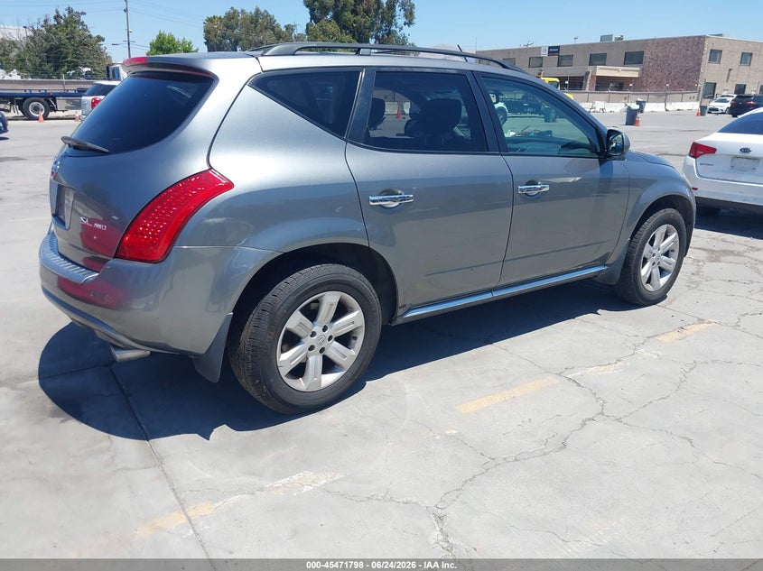 2007 Nissan Murano VIN JN8AZ08W77W624697 IAAI salvage auction — LEFT REAR, Salvage (California), sold $200 on 2026-07-20 (photo 4)