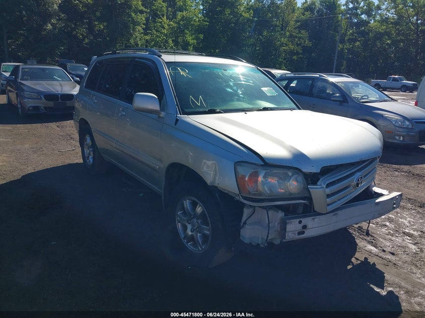 2007 Toyota Highlander VIN JTEGP21A570147272 IAAI salvage auction — NORMAL WEAR, Clear (Virginia), sold $750 on 2026-07-29 (photo 1)