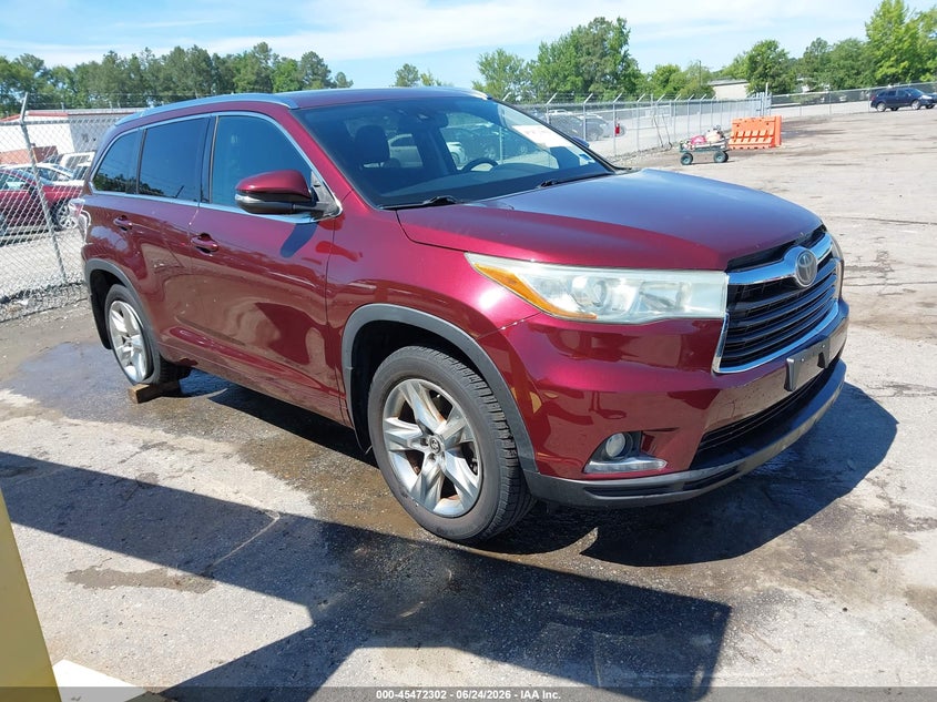 2016 Toyota Highlander VIN 5TDDKRFH1GS298062 IAAI salvage auction — LEFT REAR, Salvage Title, sold $7,900 on 2026-07-29 (photo 1)