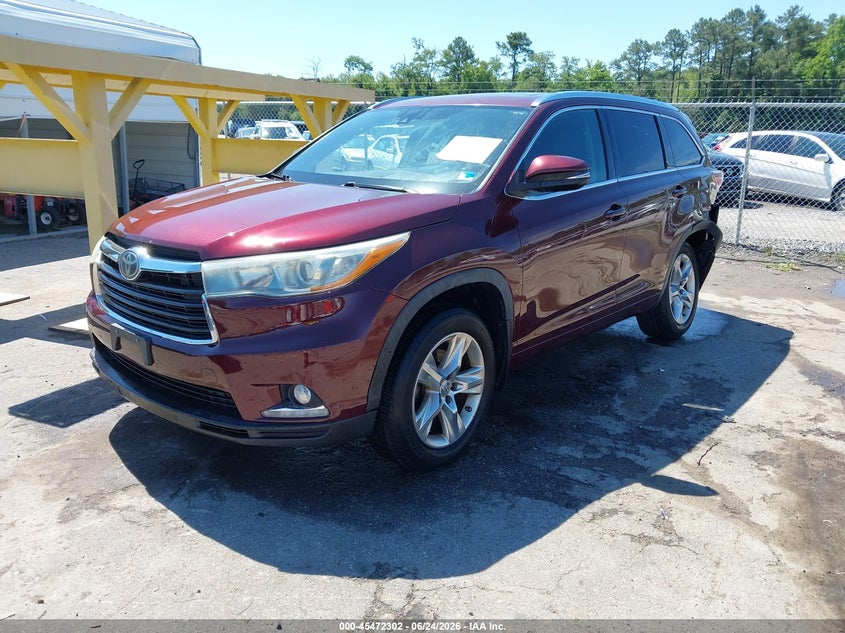 2016 Toyota Highlander VIN 5TDDKRFH1GS298062 IAAI salvage auction — LEFT REAR, Salvage Title, sold $7,900 on 2026-07-29 (photo 2)