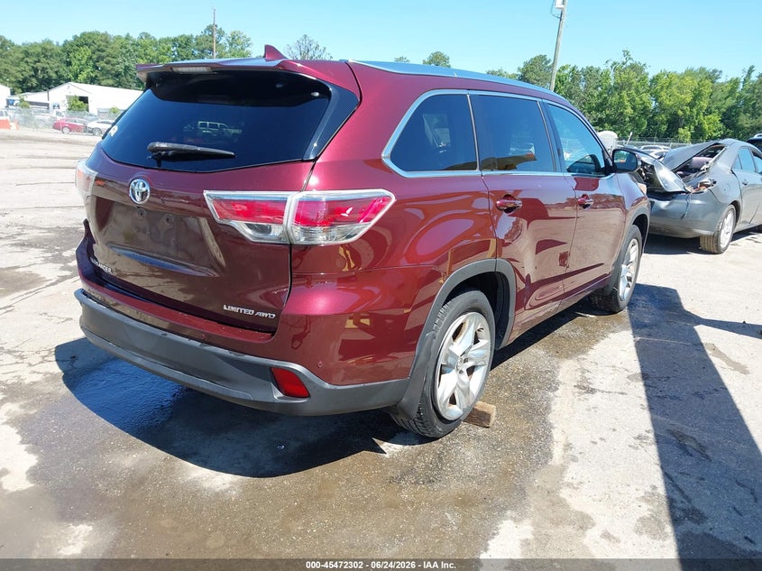 2016 Toyota Highlander VIN 5TDDKRFH1GS298062 IAAI salvage auction — LEFT REAR, Salvage Title, sold $7,900 on 2026-07-29 (photo 4)