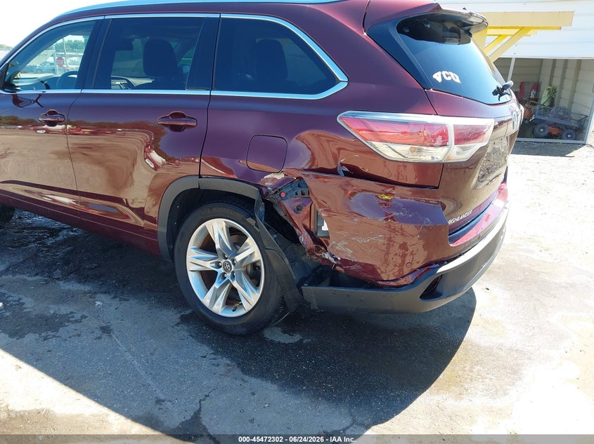 2016 Toyota Highlander VIN 5TDDKRFH1GS298062 IAAI salvage auction — LEFT REAR, Salvage Title, sold $7,900 on 2026-07-29 (photo 6)