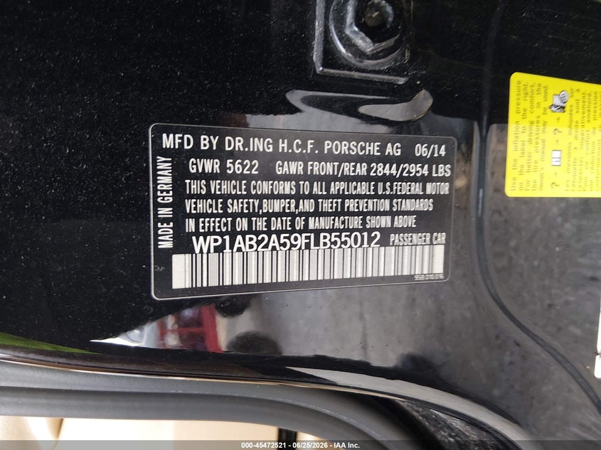 2015 Porsche Macan VIN WP1AB2A59FLB55012 IAAI salvage auction — NORMAL WEAR, Clear (Maryland), sold $2,950 on 2026-07-30 (photo 9)