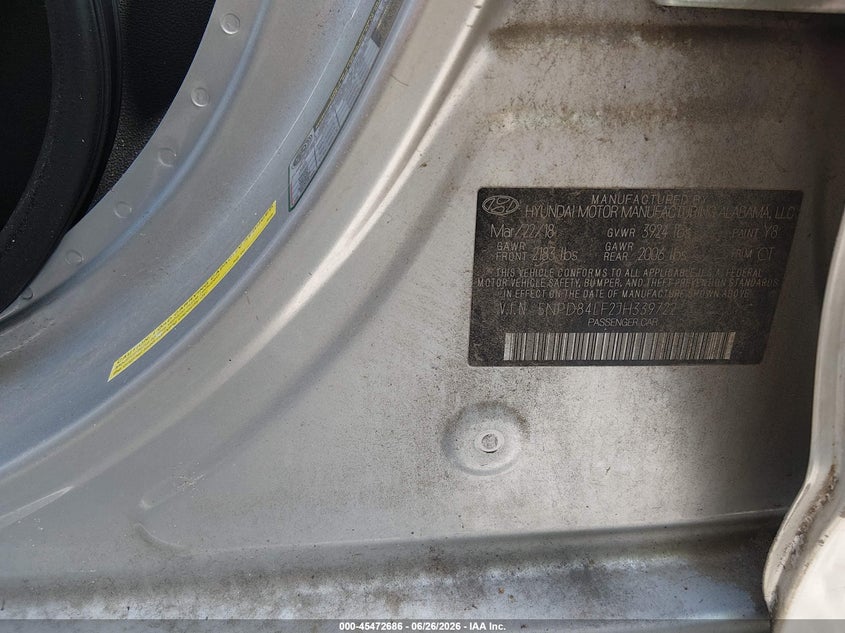 2018 Hyundai Elantra VIN 5NPD84LF2JH339722 IAAI salvage auction — FRONT END, Salvage (Mississippi), sold $550 on 2026-08-21 (photo 9)