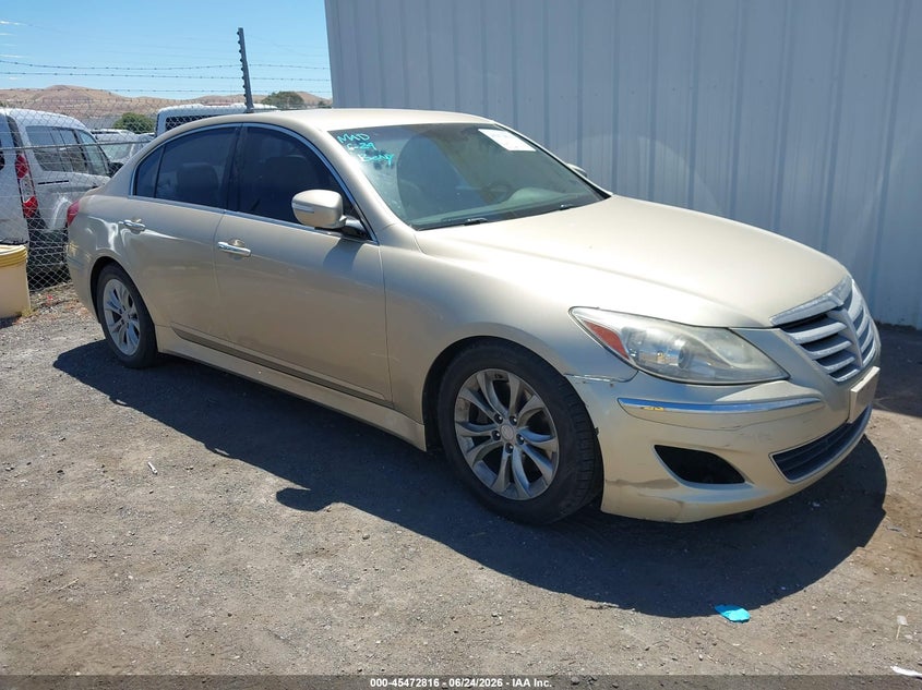 2012 Hyundai Genesis VIN KMHGC4DD6CU152691 IAAI salvage auction — FRONT END, Salvage (California), sold $800 on 2026-08-02 (photo 1)