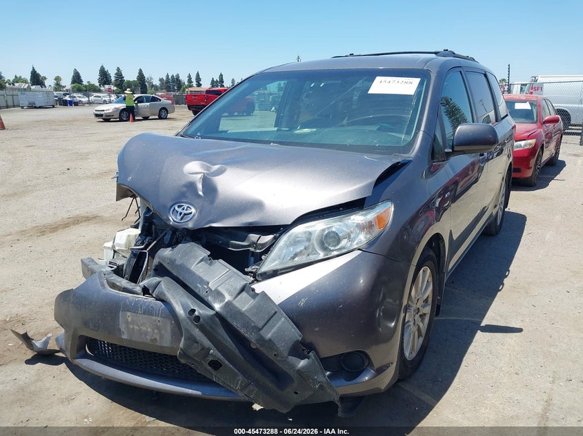 2017 Toyota Sienna VIN 5TDJZ3DC3HS164836 IAAI salvage auction — FRONT END, Salvage (California), sold $2,250 on 2026-07-21 (photo 2)