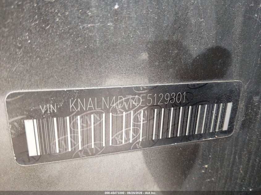 2014 Kia Cadenza VIN KNALN4D74E5129301 IAAI salvage auction — NORMAL WEAR, Clear (Missouri), sold $350 on 2026-07-07 (photo 9)