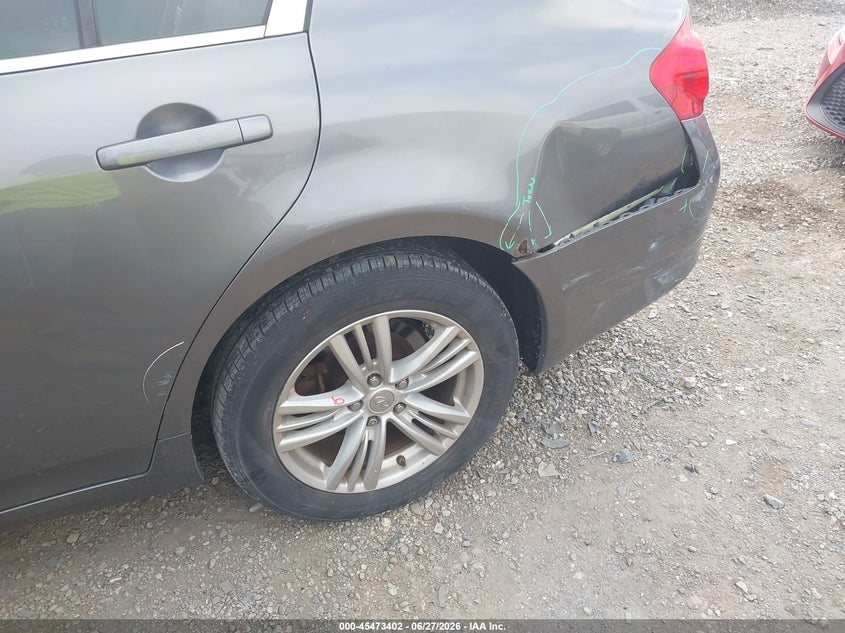 2012 Infiniti G VIN JN1CV6AR0CM677127 IAAI salvage auction — LEFT REAR, Original (Texas), sold $975 on 2026-07-29 (photo 6)