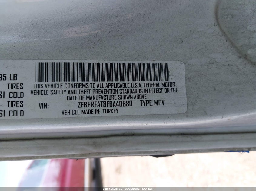 2015 Ram Promaster city VIN ZFBERFAT8F6A40880 IAAI salvage auction — WATER/FLOOD, Salvage (Texas), sold $375 on 2026-07-23 (photo 9)