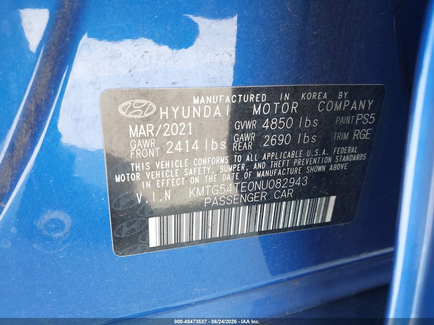 2022 Genesis G70 VIN KMTG54TE0NU082943 IAAI salvage auction — FRONT END, Salvage Title, sold $8,100 on 2026-07-29 (photo 9)