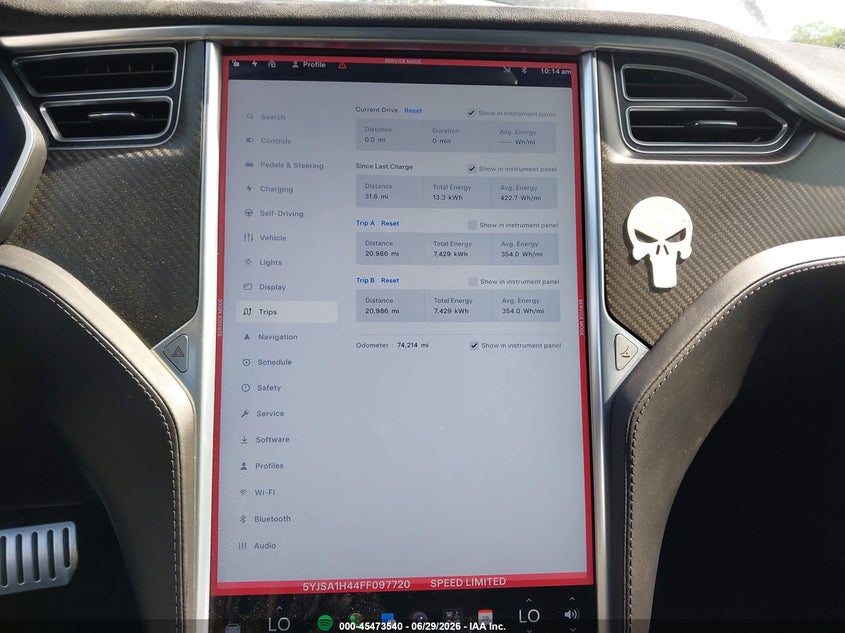 2015 Tesla Model s VIN 5YJSA1H44FF097720 IAAI salvage auction — NORMAL WEAR, Clear (Florida), sold $2,500 on 2026-07-29 (photo 7)