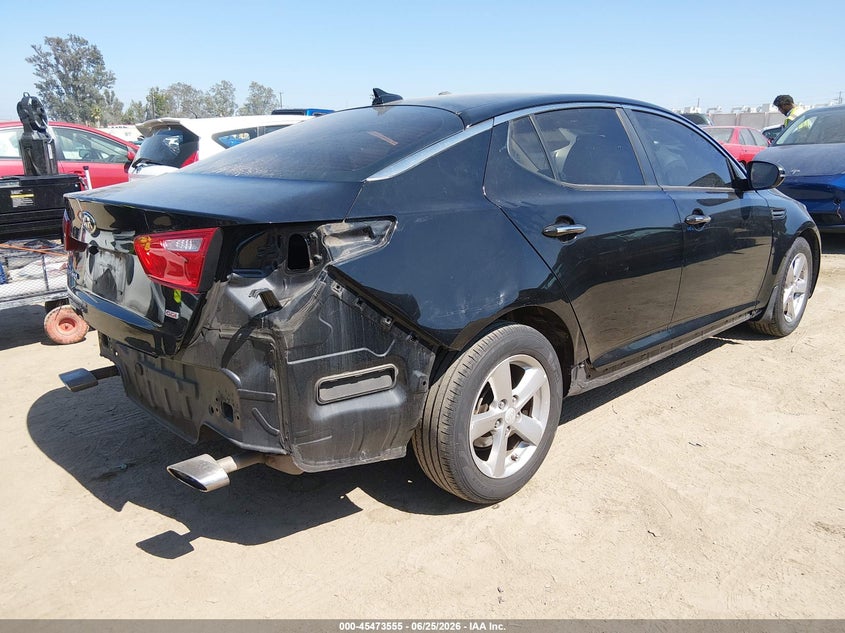 2015 Kia Optima VIN 5XXGM4A79FG383000 IAAI salvage auction — REAR END, Salvage Title, sold $875 on 2026-07-22 (photo 4)