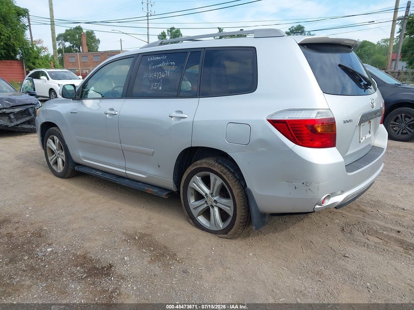 2008 Toyota Highlander VIN JTEES43A782054001 IAAI salvage auction — NORMAL WEAR, Clear (Michigan), sold $1,325 on 2026-07-30 (photo 3)