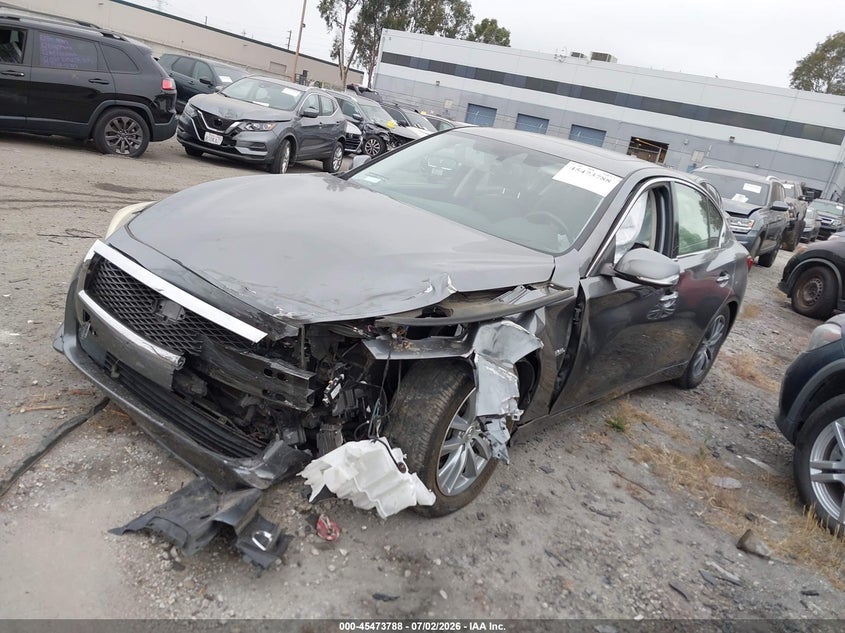 2015 Infiniti Q50 VIN JN1AV7AP6FM790189 IAAI salvage auction — LEFT FRONT, Salvage Certificate (California), sold $1,100 on 2026-07-22 (photo 2)