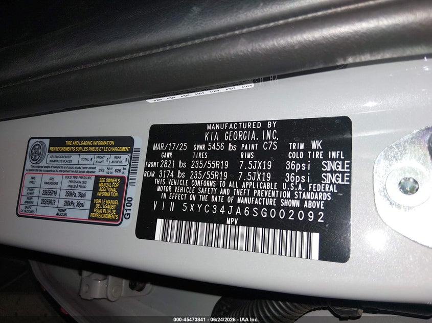 2025 Kia Ev6 VIN 5XYC34JA6SG002092 IAAI salvage auction — FRONT END, Salvage Title, sold $13,100 on 2026-08-16 (photo 9)