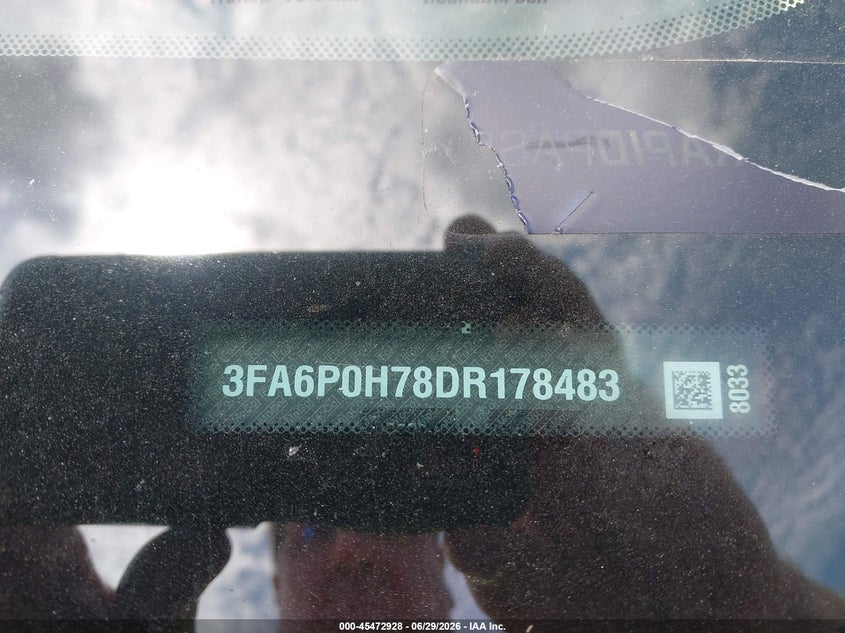 2013 Ford Fusion VIN 3FA6P0H78DR178483 IAAI salvage auction — SIDE, Salvage (Illinois), sold $500 on 2026-09-28 (photo 9)