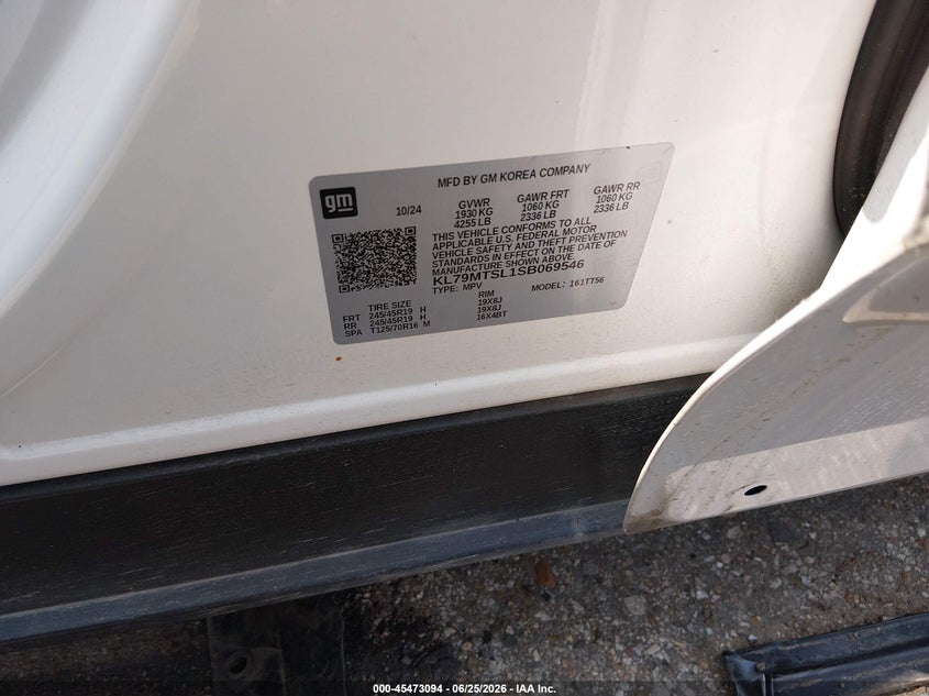 2025 Chevrolet Trailblazer VIN KL79MTSL1SB069546 IAAI salvage auction — LEFT SIDE, Salvage (Texas), sold $5,100 on 2026-08-01 (photo 9)