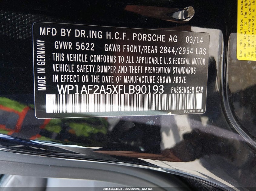 2015 Porsche Macan VIN WP1AF2A5XFLB90193 IAAI salvage auction — REAR END, Salvage (Utah), sold $13,500 on 2026-07-30 (photo 9)