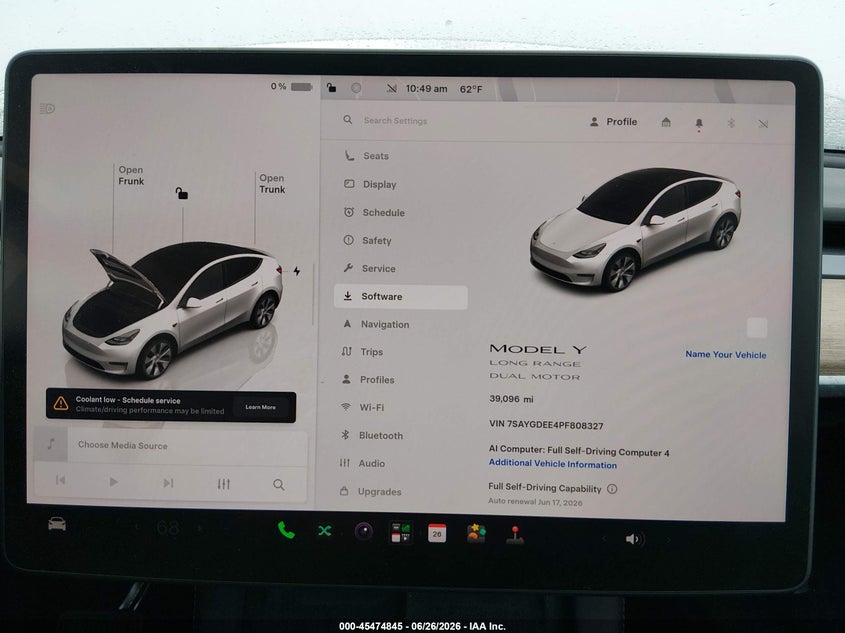 2023 Tesla Model y VIN 7SAYGDEE4PF808327 IAAI salvage auction — FRONT END, Salvage (Oregon), sold $15,675 on 2026-09-05 (photo 7)
