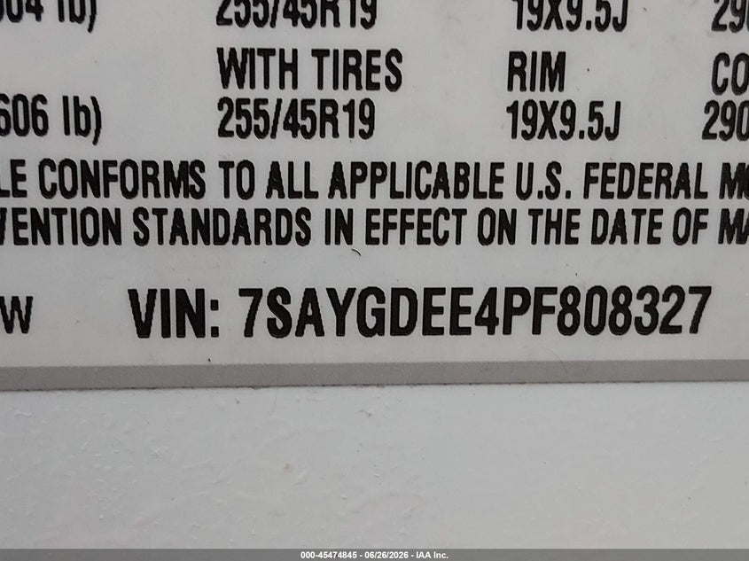 2023 Tesla Model y VIN 7SAYGDEE4PF808327 IAAI salvage auction — FRONT END, Salvage (Oregon), sold $15,675 on 2026-09-05 (photo 9)