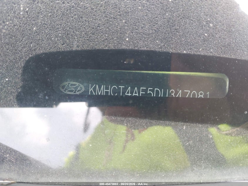 2013 Hyundai Accent VIN KMHCT4AE5DU347081 IAAI salvage auction — NORMAL WEAR, Original (Texas), sold $725 on 2026-07-07 (photo 9)