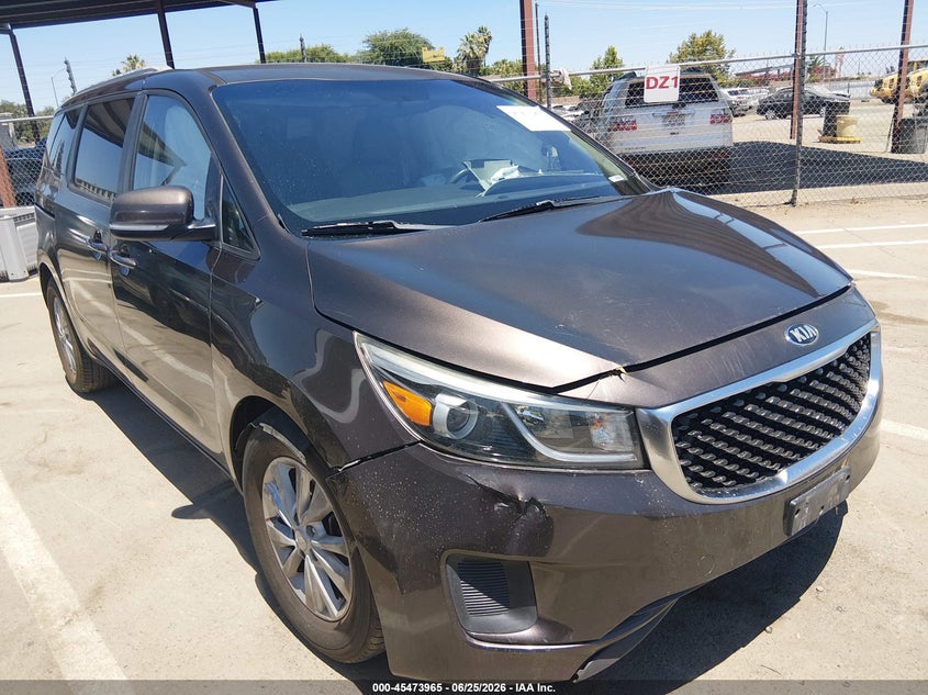 2016 Kia SEDONA VIN KNDMB5C11G6125996 IAAI salvage auction — ALL OVER, Salvage (California), sold $1,025 on 2026-07-07 (photo 1)