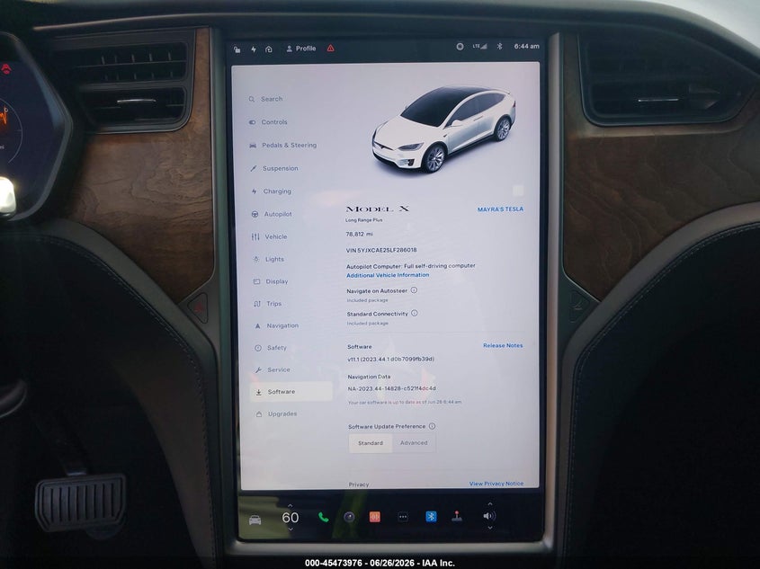 2020 Tesla Model x VIN 5YJXCAE25LF286018 IAAI salvage auction — REAR END, Salvage Title, sold $12,100 on 2026-08-02 (photo 7)