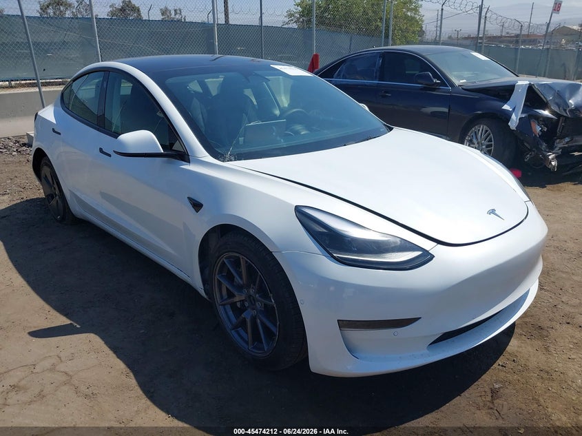 2023 Tesla Model 3 VIN 5YJ3E1EA1PF580862 IAAI salvage auction — REAR END, Salvage (California), sold $8,850 on 2026-07-15 (photo 1)