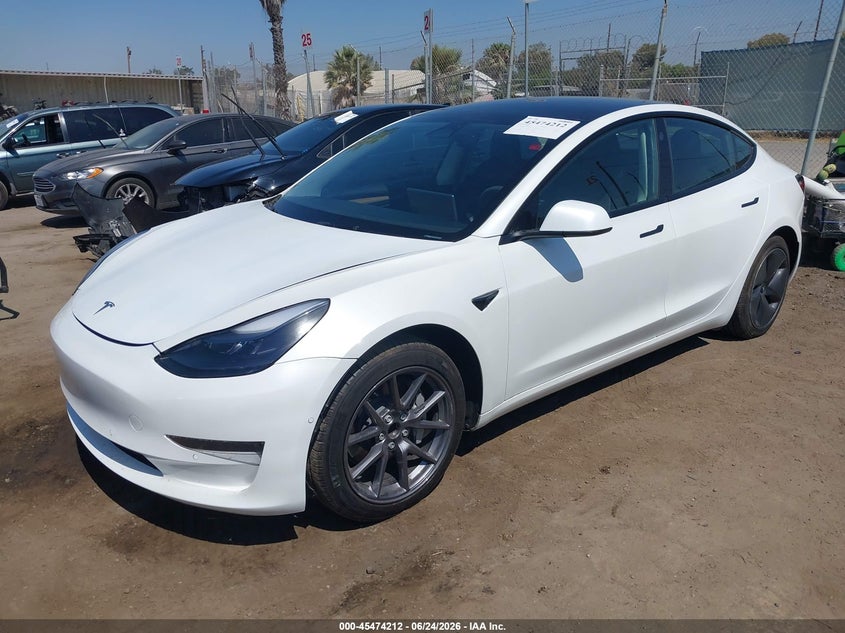 2023 Tesla Model 3 VIN 5YJ3E1EA1PF580862 IAAI salvage auction — REAR END, Salvage (California), sold $8,850 on 2026-07-15 (photo 2)