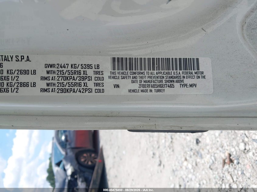 2017 Ram Promaster city VIN ZFBERFAB5H6E17465 IAAI salvage auction — FRONT END, Salvage (North Carolina), sold $575 on 2026-07-21 (photo 9)