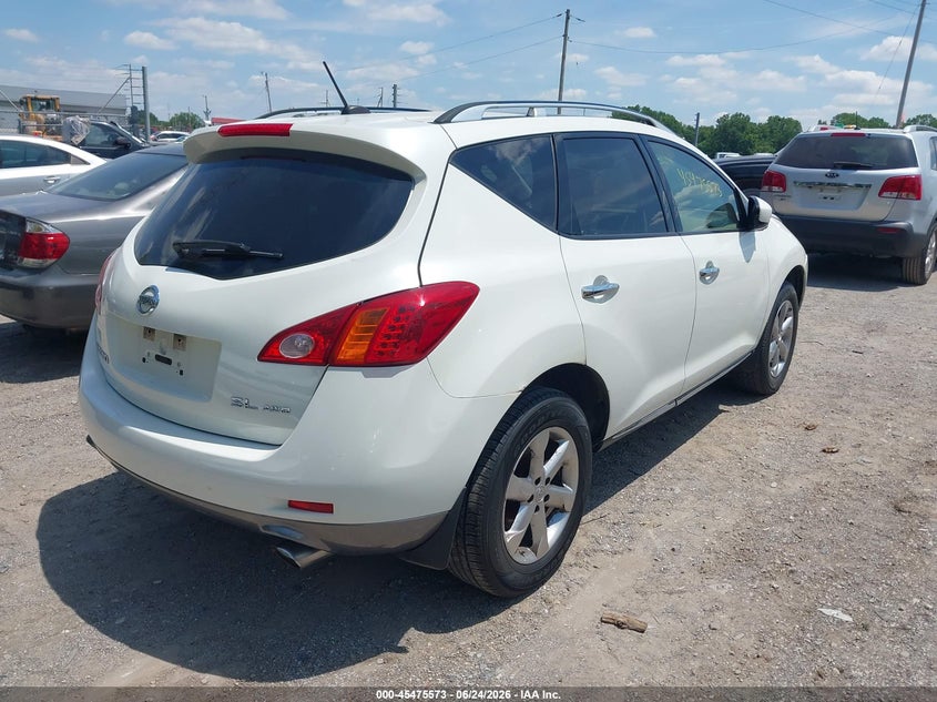2009 Nissan Murano VIN JN8AZ18W29W203754 IAAI salvage auction — LEFT SIDE, Clear (Indiana), sold $350 on 2026-07-22 (photo 4)
