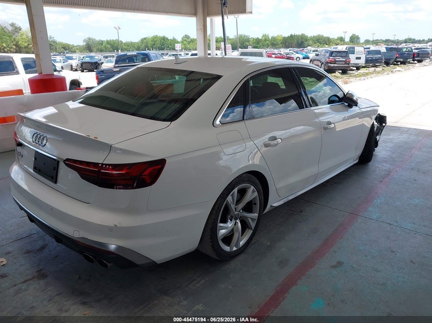 2020 Audi S4 VIN WAUB4AF45LA052068 IAAI salvage auction — RIGHT FRONT, Salvage Title, sold $12,750 on 2026-08-19 (photo 4)