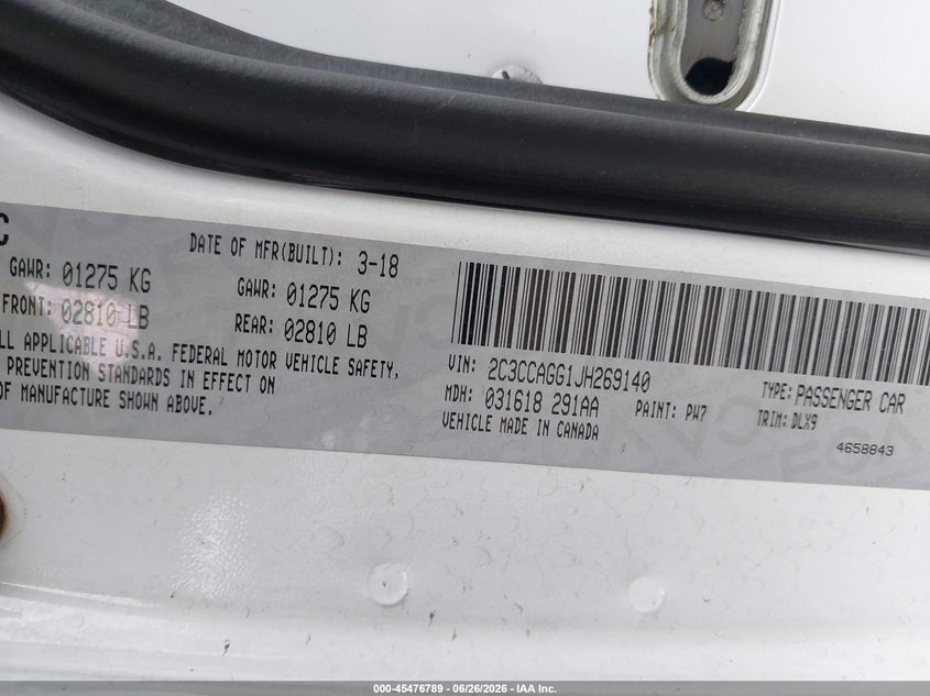 2018 Chrysler 300 VIN 2C3CCAGG1JH269140 IAAI salvage auction — SUSPENSION, Mv-907A (New York), sold $25 on 2026-07-10 (photo 9)