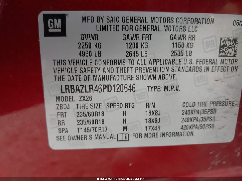 2023 Buick Envision VIN LRBAZLR46PD120646 IAAI salvage auction — LEFT SIDE, Salvage (Pennsylvania), sold $7,250 on 2026-07-21 (photo 9)