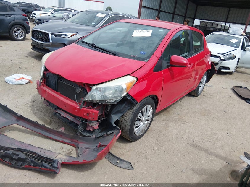 2012 Toyota Yaris VIN JTDKTUD31CD508678 IAAI salvage auction — FRONT & REAR, Salvage (Texas), sold $1,650 on 2026-07-28 (photo 2)
