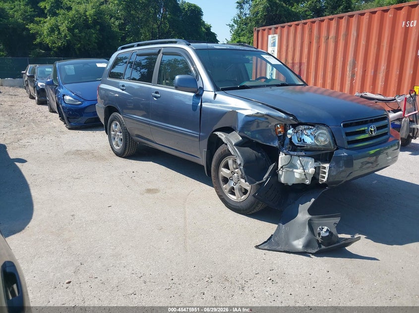 2006 Toyota Highlander VIN JTEEP21A560183887 IAAI salvage auction — RIGHT FRONT, Salvage - 75% Or Less (Maryland), sold $1,300 on 2026-07-23 (photo 1)