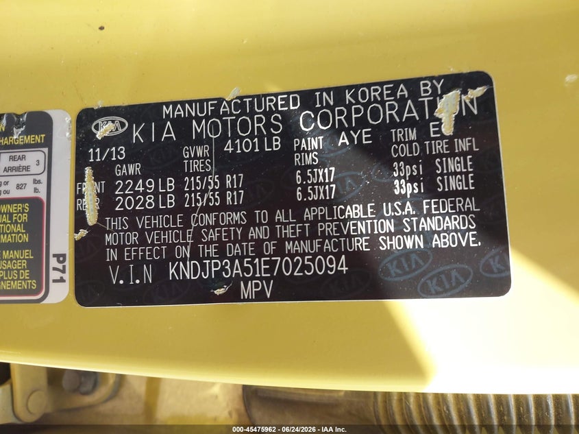 2014 Kia Soul VIN KNDJP3A51E7025094 IAAI salvage auction — FRONT END, Salvage (Alabama), sold $575 on 2026-07-15 (photo 9)