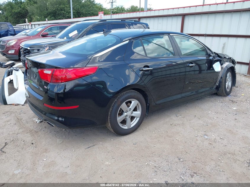 2015 Kia Optima VIN 5XXGM4A79FG440005 IAAI salvage auction — RIGHT FRONT, Salvage (Texas), sold $950 on 2026-08-02 (photo 4)