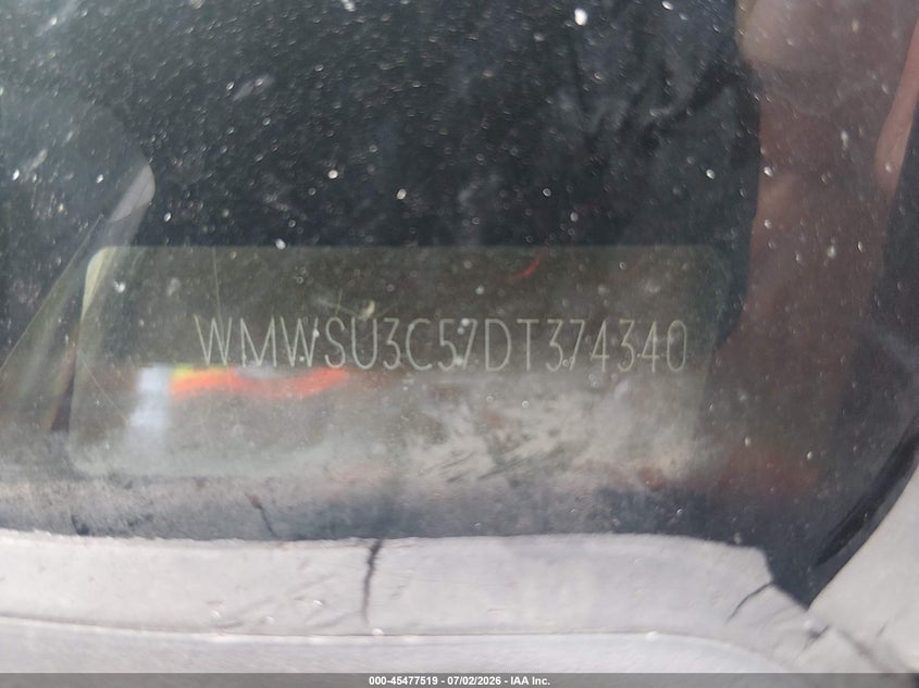 2013 Mini Hard top VIN WMWSU3C57DT374340 IAAI salvage auction — SIDE, Prior Salvage (Minnesota), sold $500 on 2026-08-17 (photo 9)